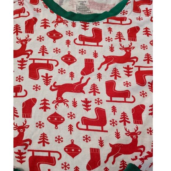 New Carter's Unisex Red White  Christmas Festive Holiday 2 Pc. Cotton Pajamas M - Picture 2 of 6